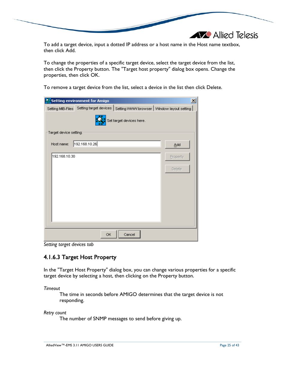 3 target host property | Allied Telesis AlliedView-EMS 3.11 AMIGO User Manual | Page 25 / 43