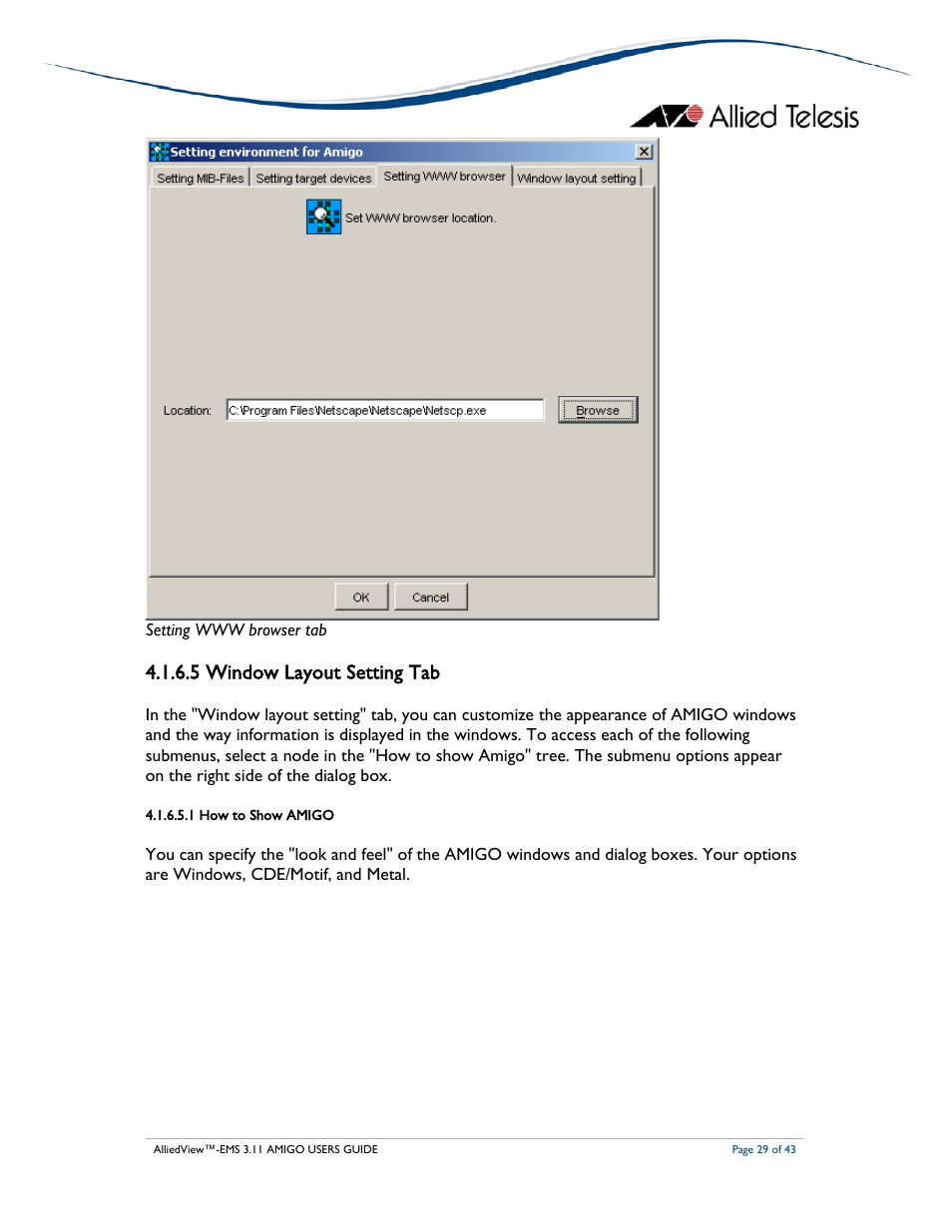 5 window layout setting tab | Allied Telesis AlliedView-EMS 3.11 AMIGO User Manual | Page 29 / 43