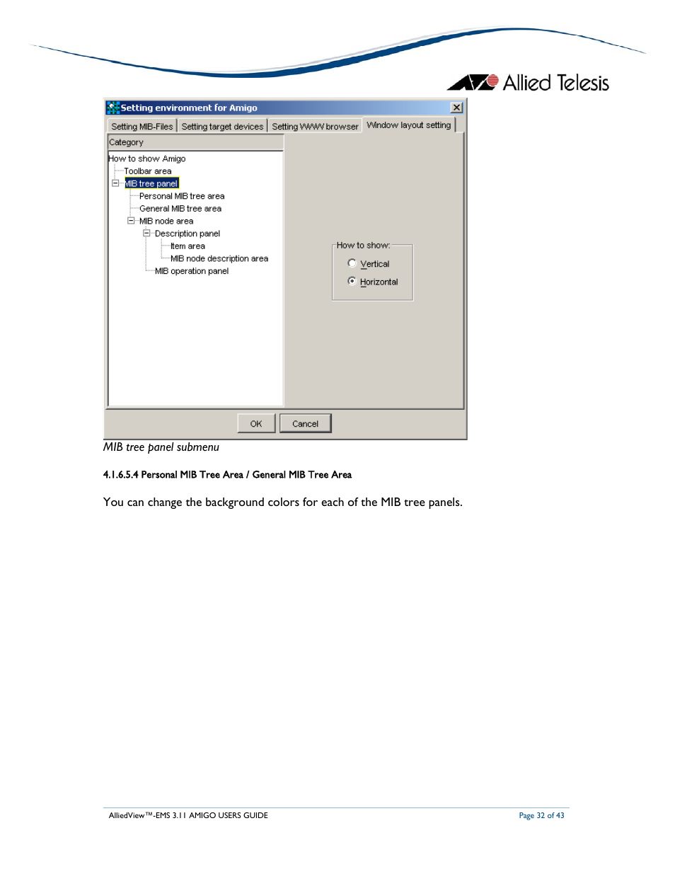 Mib tree panel submenu | Allied Telesis AlliedView-EMS 3.11 AMIGO User Manual | Page 32 / 43