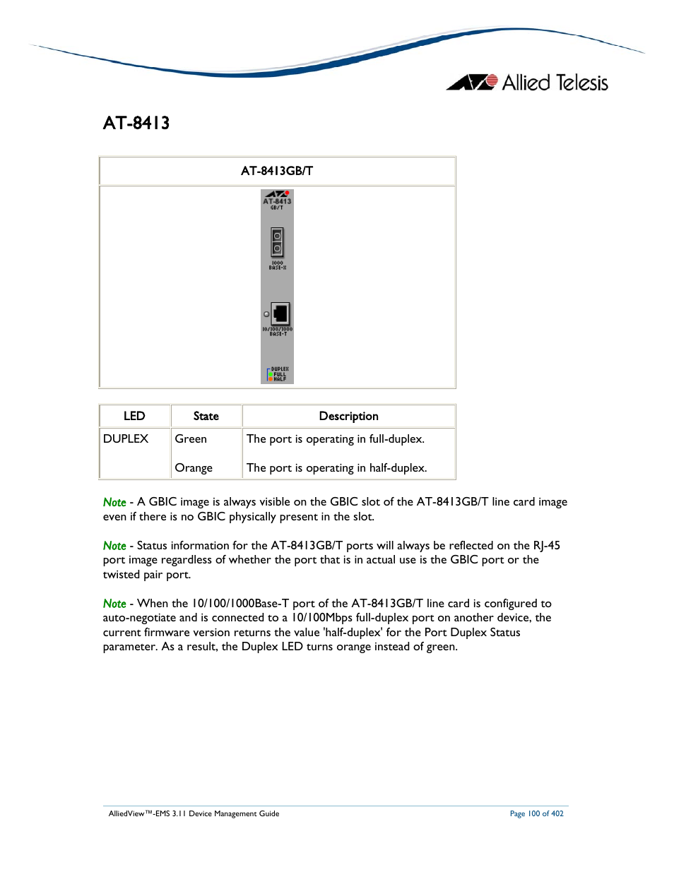 At-8413 | Allied Telesis AlliedView-EMS 3.11 DEVICE MANAGEMENT User Manual | Page 100 / 402