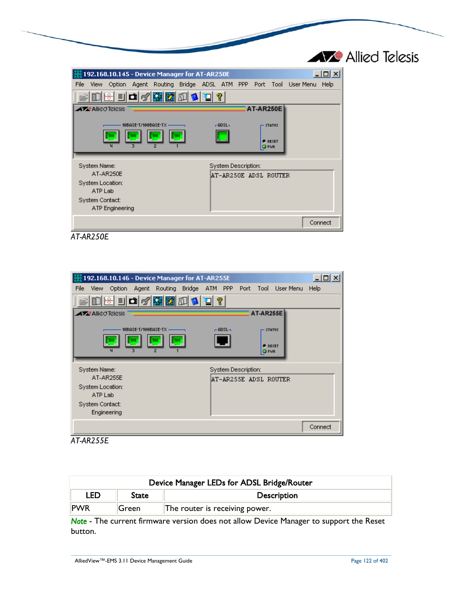 Allied Telesis AlliedView-EMS 3.11 DEVICE MANAGEMENT User Manual | Page 122 / 402