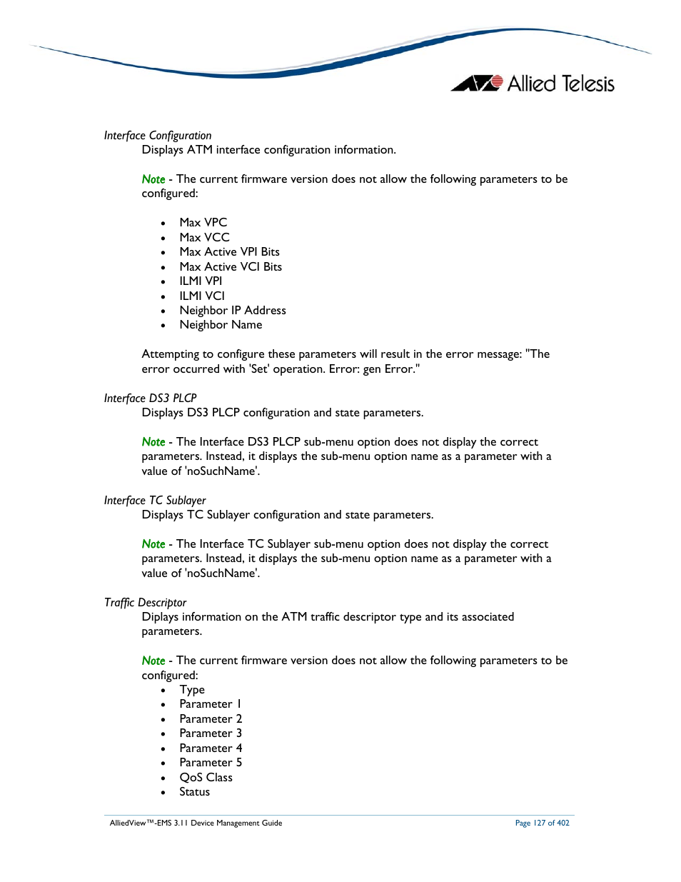 Allied Telesis AlliedView-EMS 3.11 DEVICE MANAGEMENT User Manual | Page 127 / 402