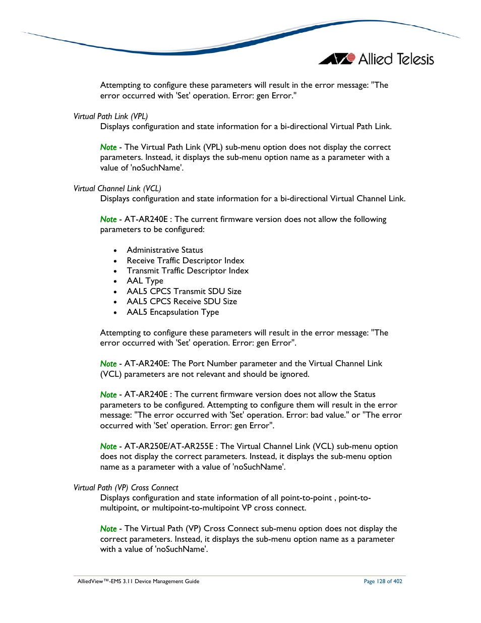 Allied Telesis AlliedView-EMS 3.11 DEVICE MANAGEMENT User Manual | Page 128 / 402