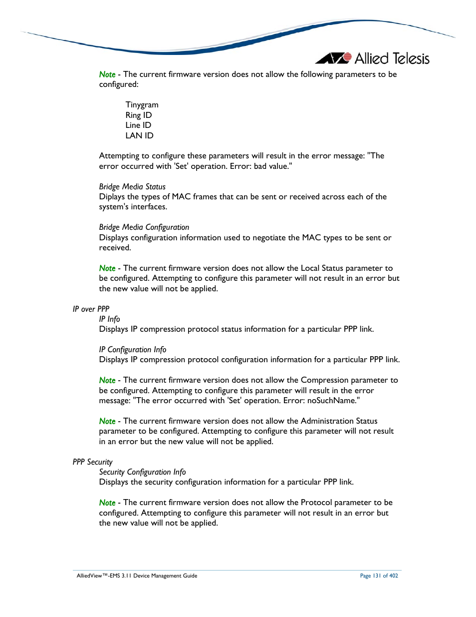 Allied Telesis AlliedView-EMS 3.11 DEVICE MANAGEMENT User Manual | Page 131 / 402