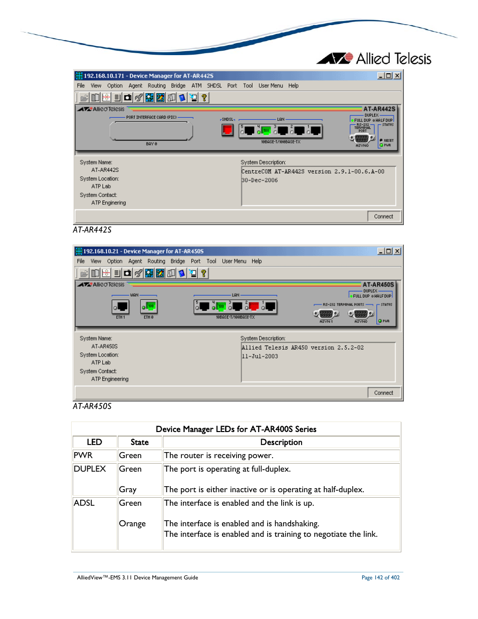 Allied Telesis AlliedView-EMS 3.11 DEVICE MANAGEMENT User Manual | Page 142 / 402