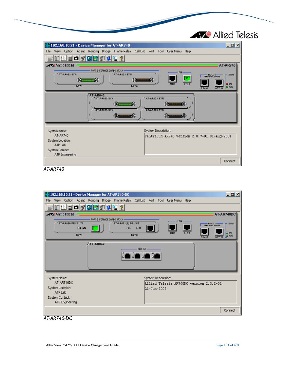 Allied Telesis AlliedView-EMS 3.11 DEVICE MANAGEMENT User Manual | Page 153 / 402