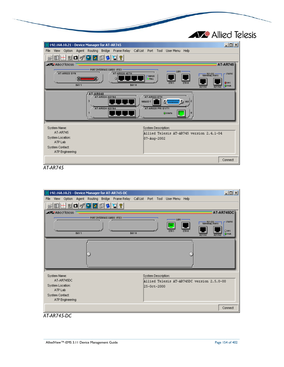 Allied Telesis AlliedView-EMS 3.11 DEVICE MANAGEMENT User Manual | Page 154 / 402