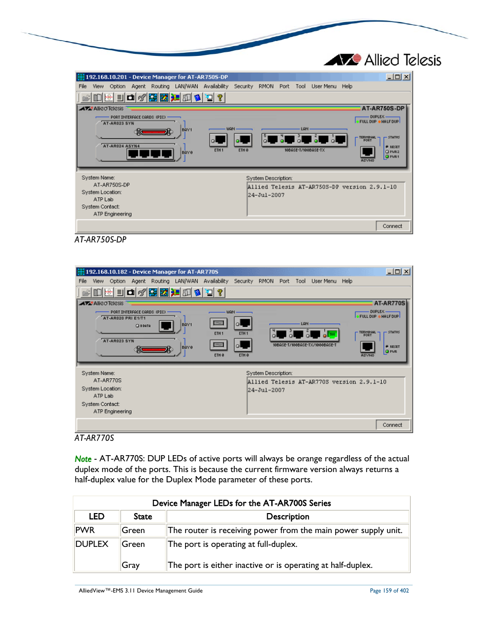 Allied Telesis AlliedView-EMS 3.11 DEVICE MANAGEMENT User Manual | Page 159 / 402