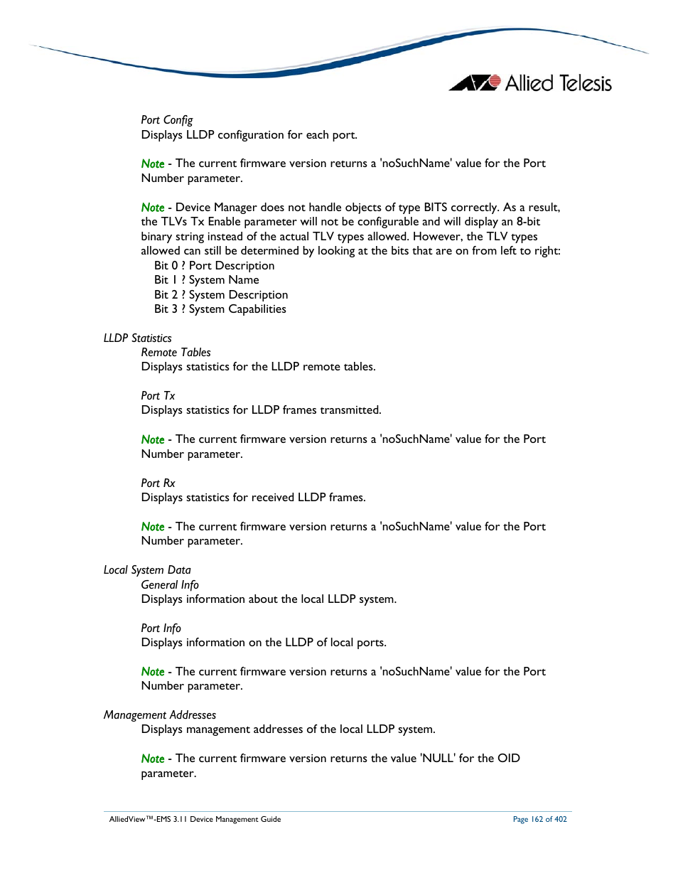 Allied Telesis AlliedView-EMS 3.11 DEVICE MANAGEMENT User Manual | Page 162 / 402