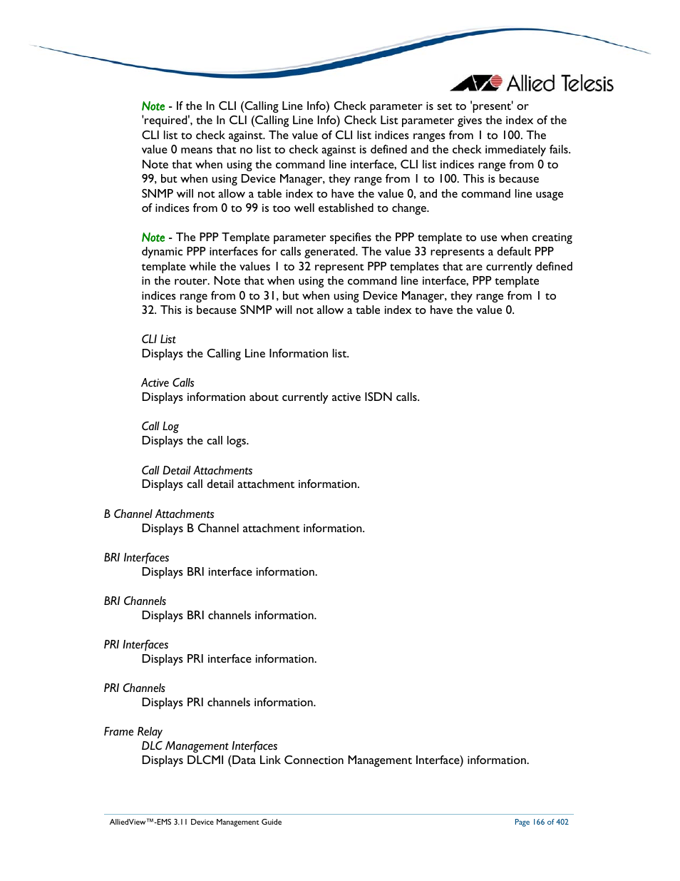 Allied Telesis AlliedView-EMS 3.11 DEVICE MANAGEMENT User Manual | Page 166 / 402