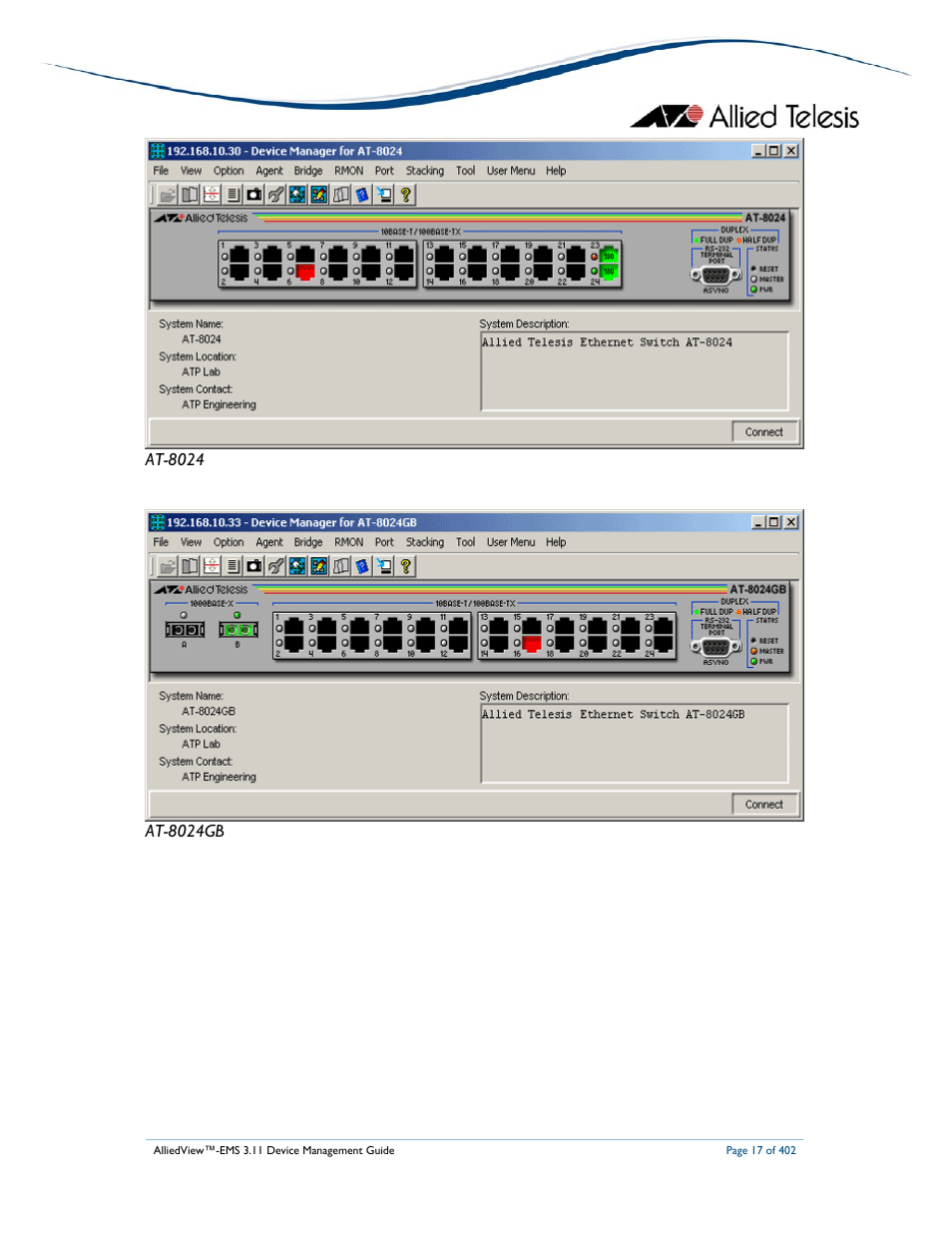Allied Telesis AlliedView-EMS 3.11 DEVICE MANAGEMENT User Manual | Page 17 / 402