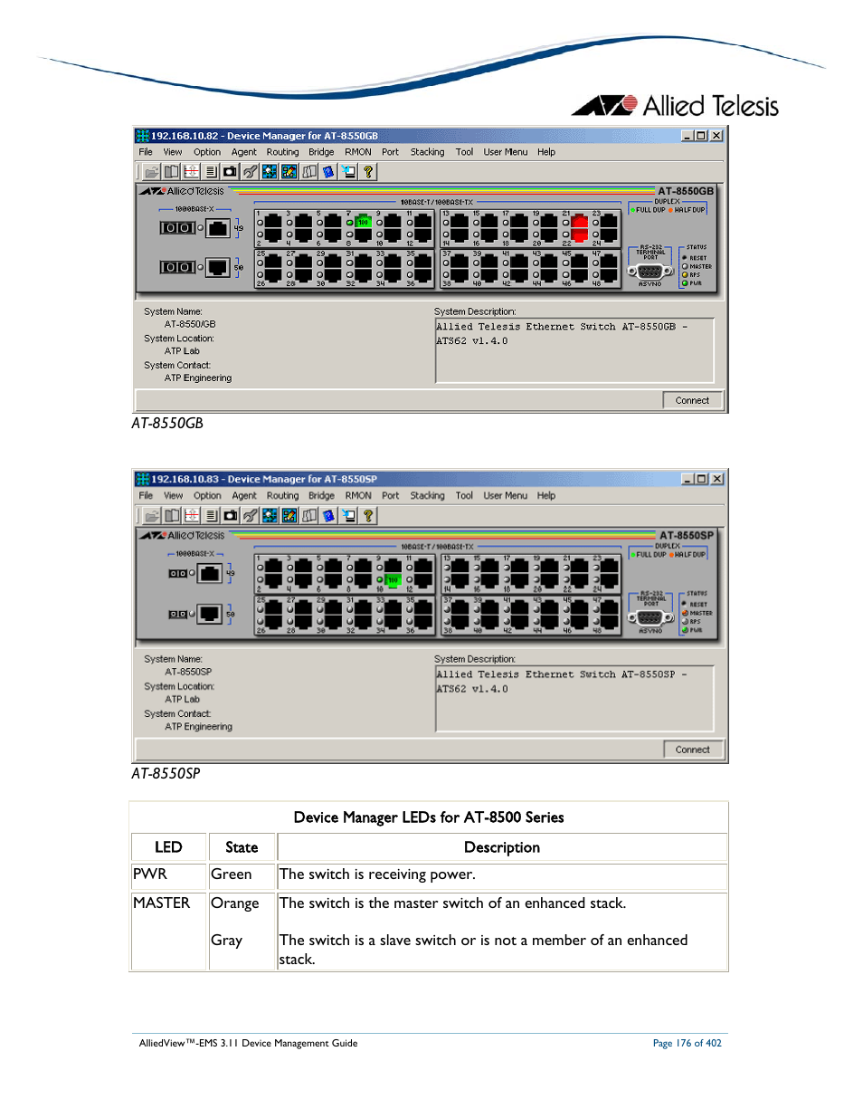 Allied Telesis AlliedView-EMS 3.11 DEVICE MANAGEMENT User Manual | Page 176 / 402