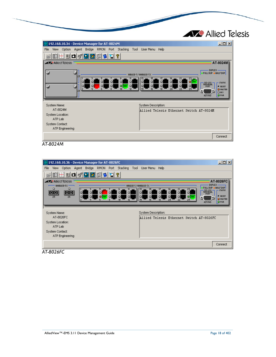 Allied Telesis AlliedView-EMS 3.11 DEVICE MANAGEMENT User Manual | Page 18 / 402