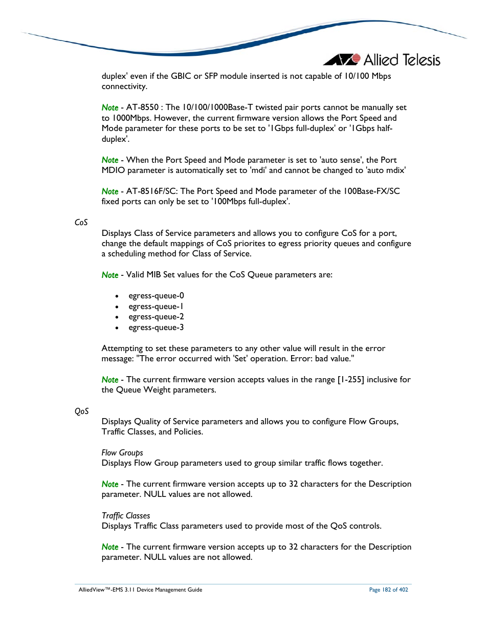Allied Telesis AlliedView-EMS 3.11 DEVICE MANAGEMENT User Manual | Page 182 / 402