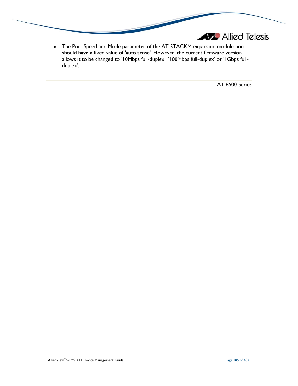 Allied Telesis AlliedView-EMS 3.11 DEVICE MANAGEMENT User Manual | Page 185 / 402