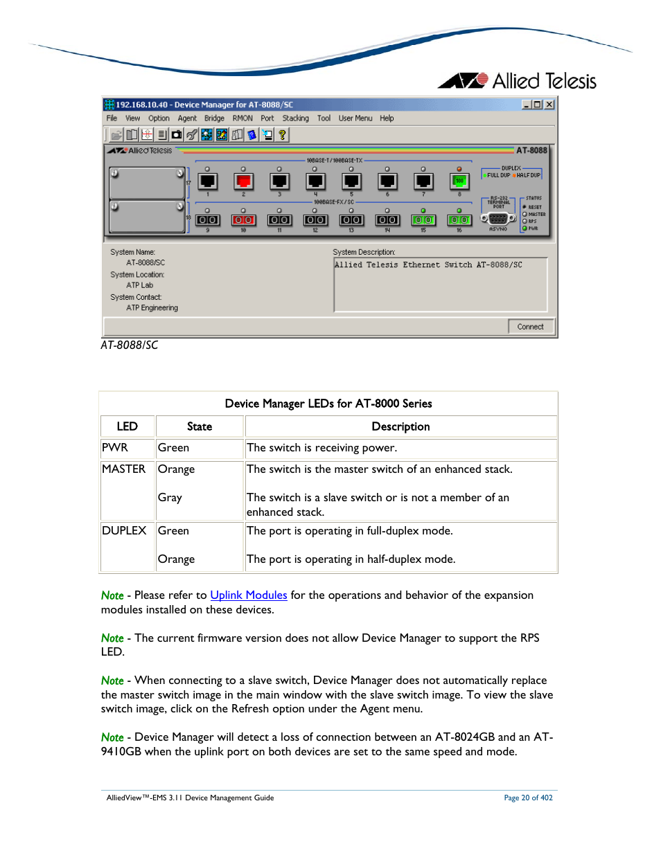 Allied Telesis AlliedView-EMS 3.11 DEVICE MANAGEMENT User Manual | Page 20 / 402