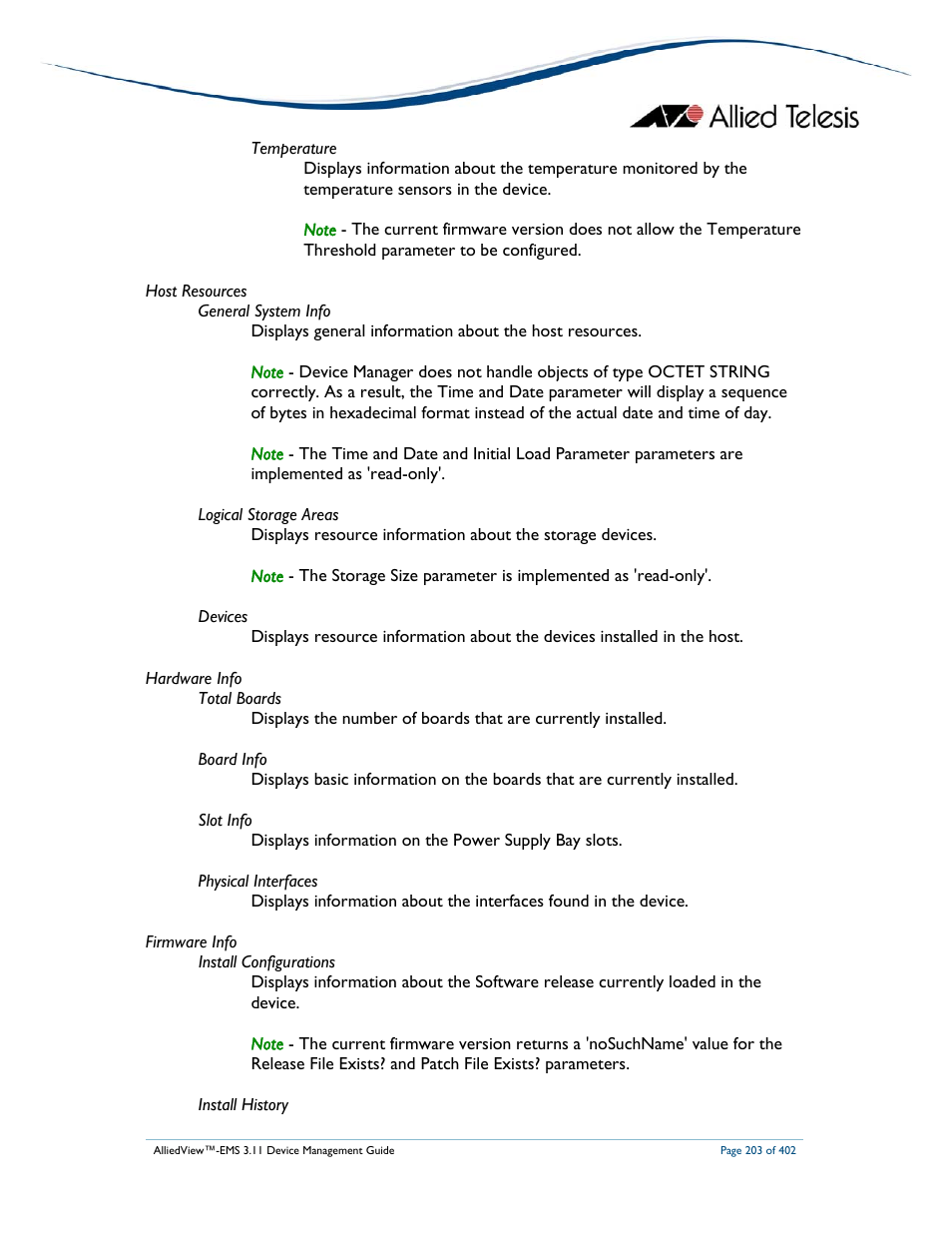 Allied Telesis AlliedView-EMS 3.11 DEVICE MANAGEMENT User Manual | Page 203 / 402