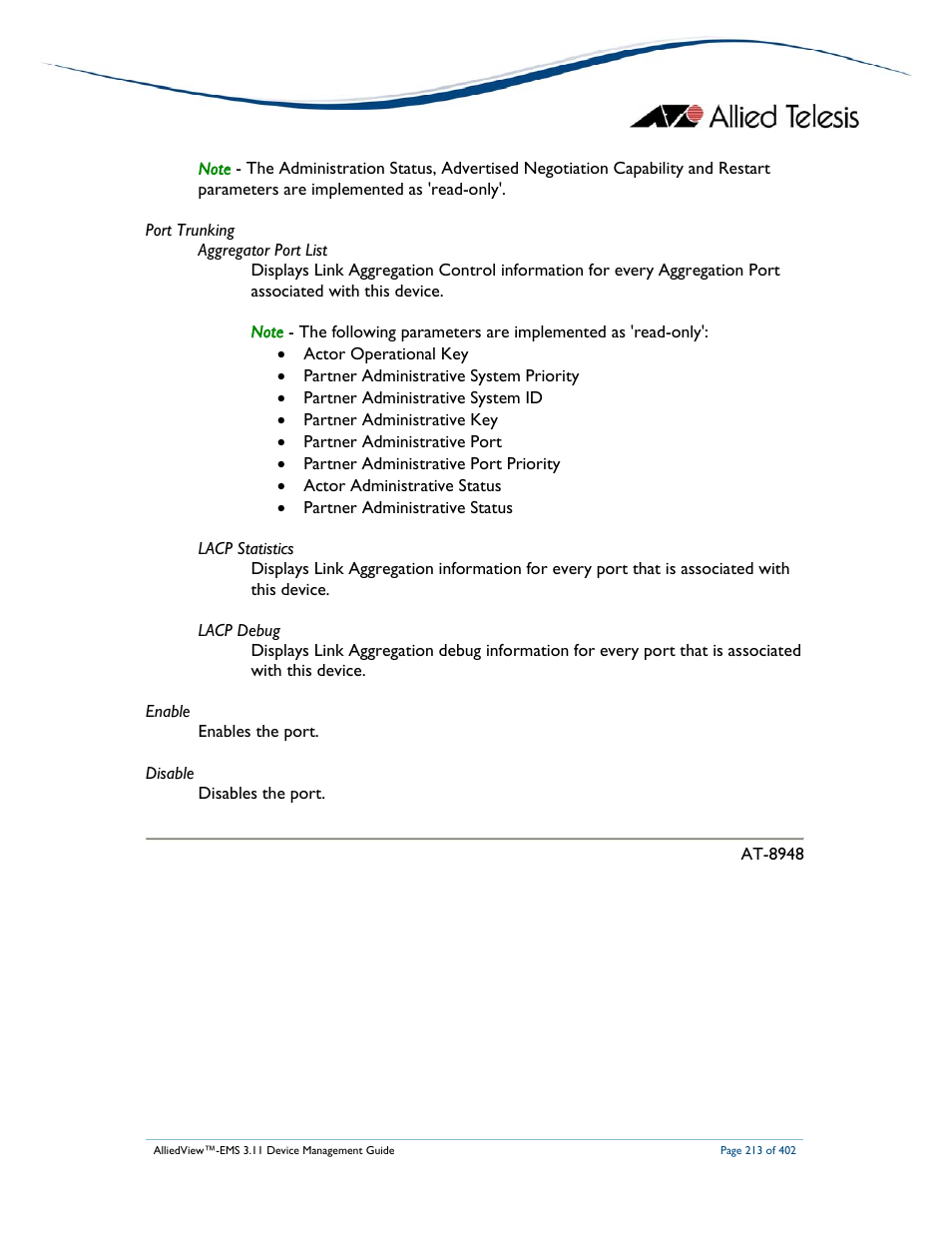 Allied Telesis AlliedView-EMS 3.11 DEVICE MANAGEMENT User Manual | Page 213 / 402