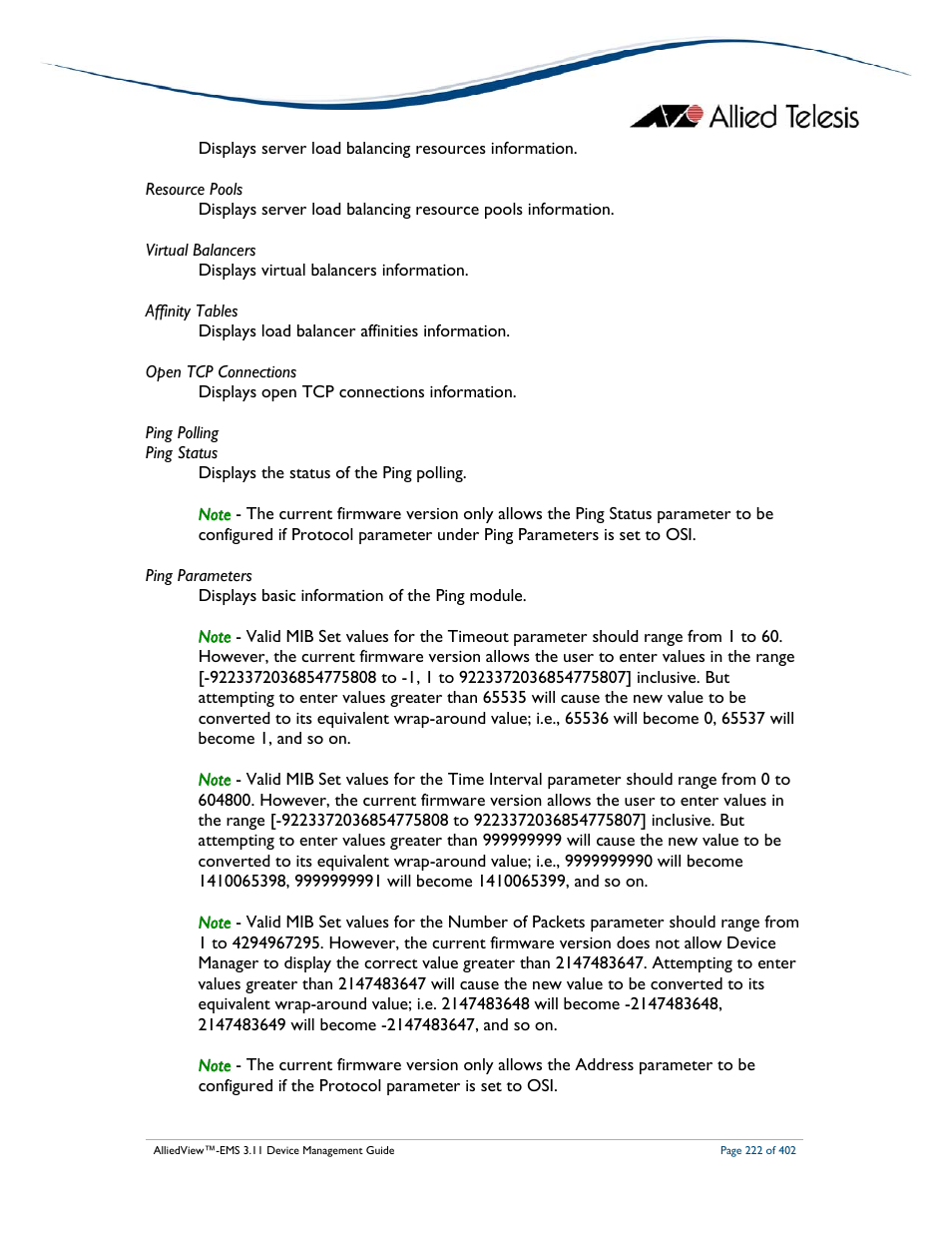 Allied Telesis AlliedView-EMS 3.11 DEVICE MANAGEMENT User Manual | Page 222 / 402