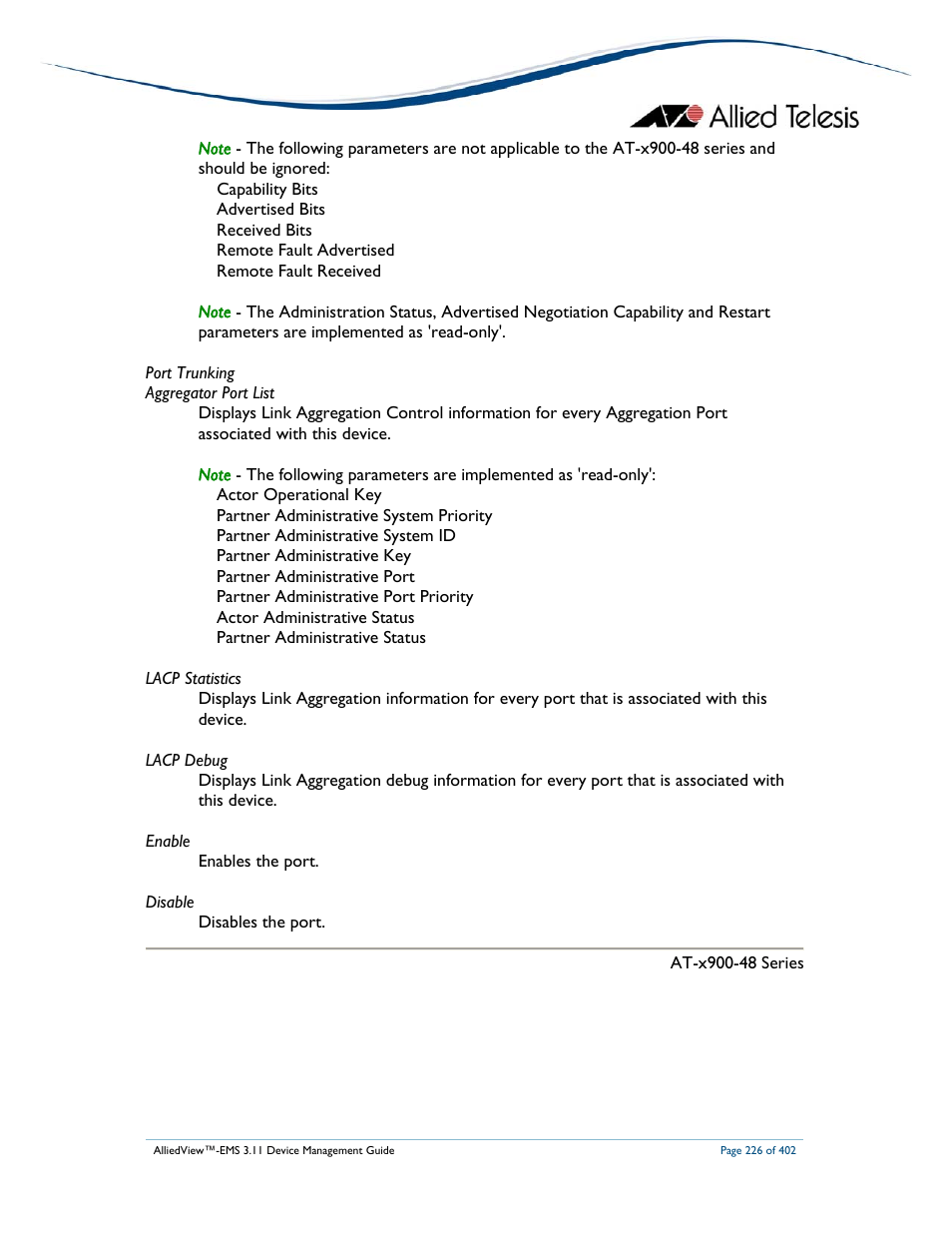 Allied Telesis AlliedView-EMS 3.11 DEVICE MANAGEMENT User Manual | Page 226 / 402