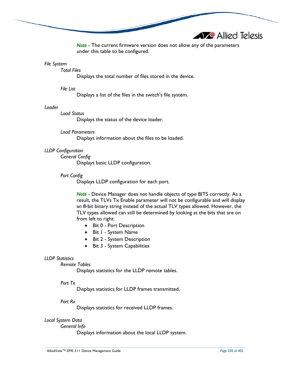 Allied Telesis AlliedView-EMS 3.11 DEVICE MANAGEMENT User Manual | Page 230 / 402