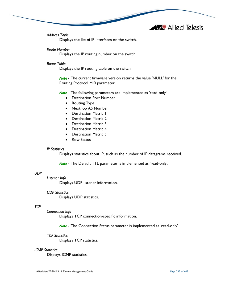 Allied Telesis AlliedView-EMS 3.11 DEVICE MANAGEMENT User Manual | Page 232 / 402