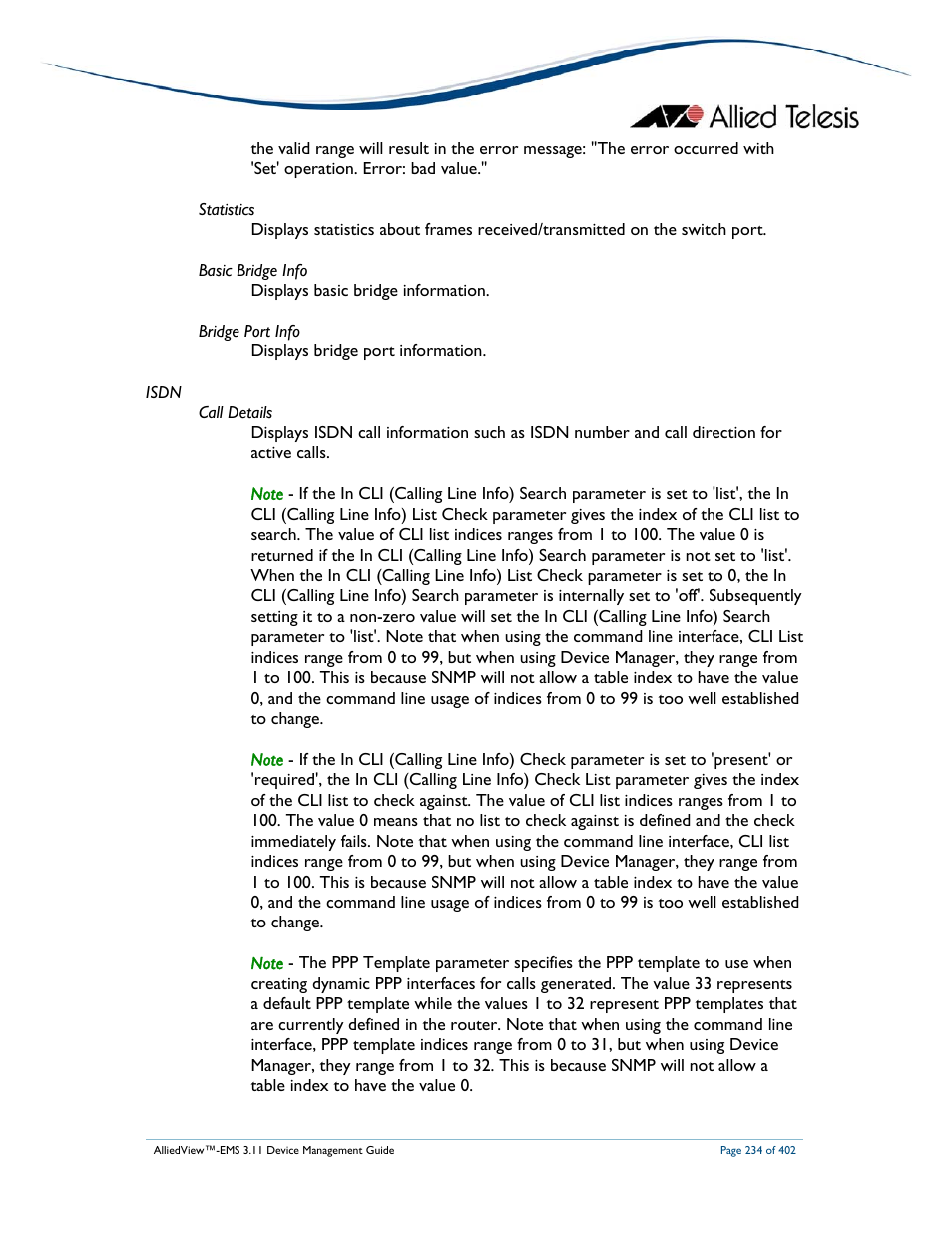 Allied Telesis AlliedView-EMS 3.11 DEVICE MANAGEMENT User Manual | Page 234 / 402