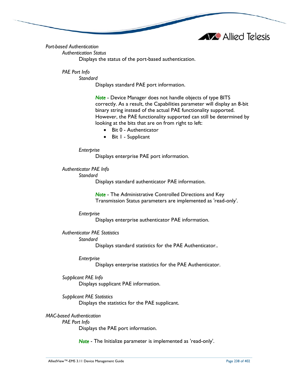 Allied Telesis AlliedView-EMS 3.11 DEVICE MANAGEMENT User Manual | Page 238 / 402