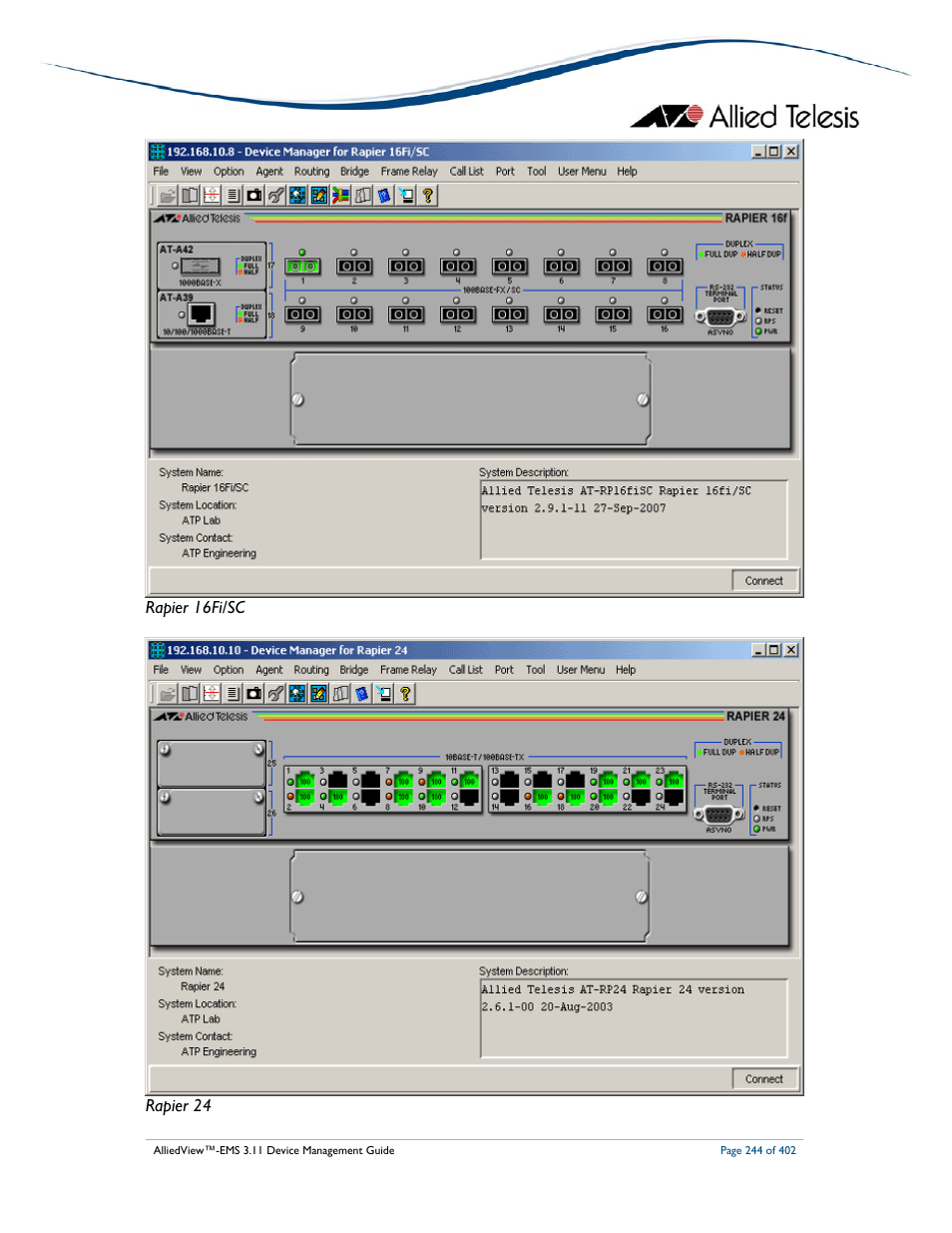 Allied Telesis AlliedView-EMS 3.11 DEVICE MANAGEMENT User Manual | Page 244 / 402