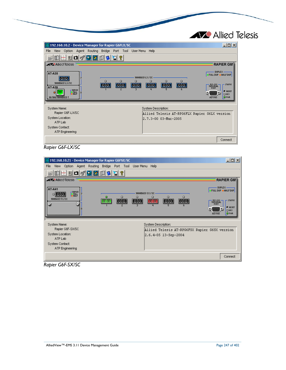 Allied Telesis AlliedView-EMS 3.11 DEVICE MANAGEMENT User Manual | Page 247 / 402