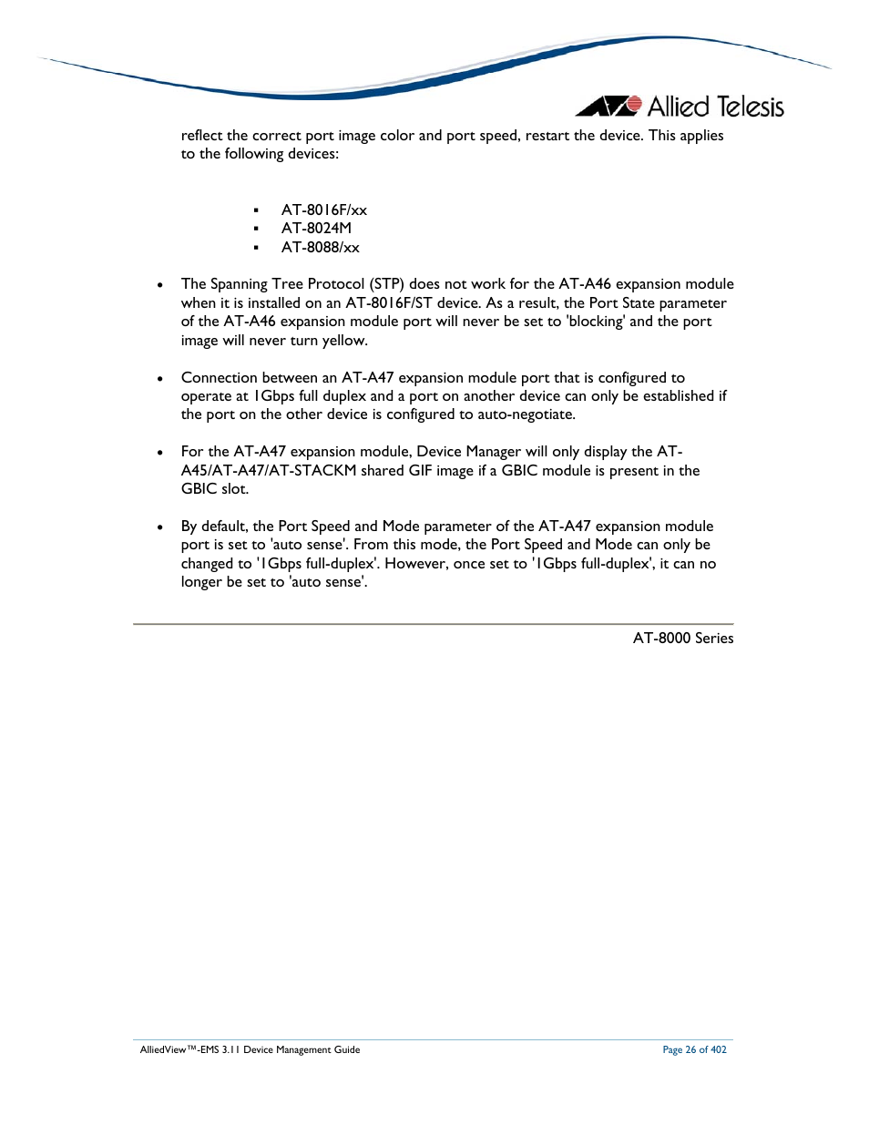 Allied Telesis AlliedView-EMS 3.11 DEVICE MANAGEMENT User Manual | Page 26 / 402