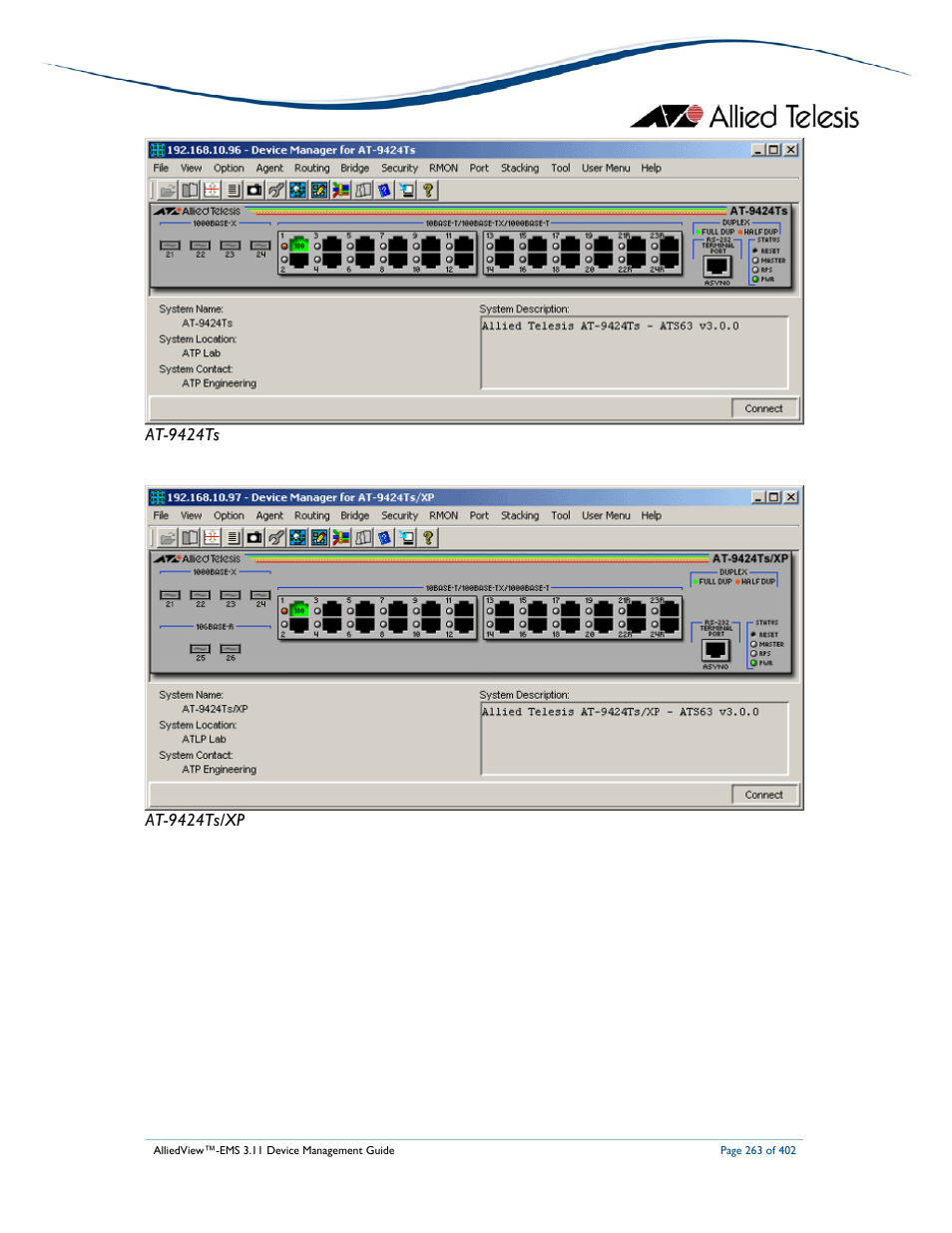 Allied Telesis AlliedView-EMS 3.11 DEVICE MANAGEMENT User Manual | Page 263 / 402