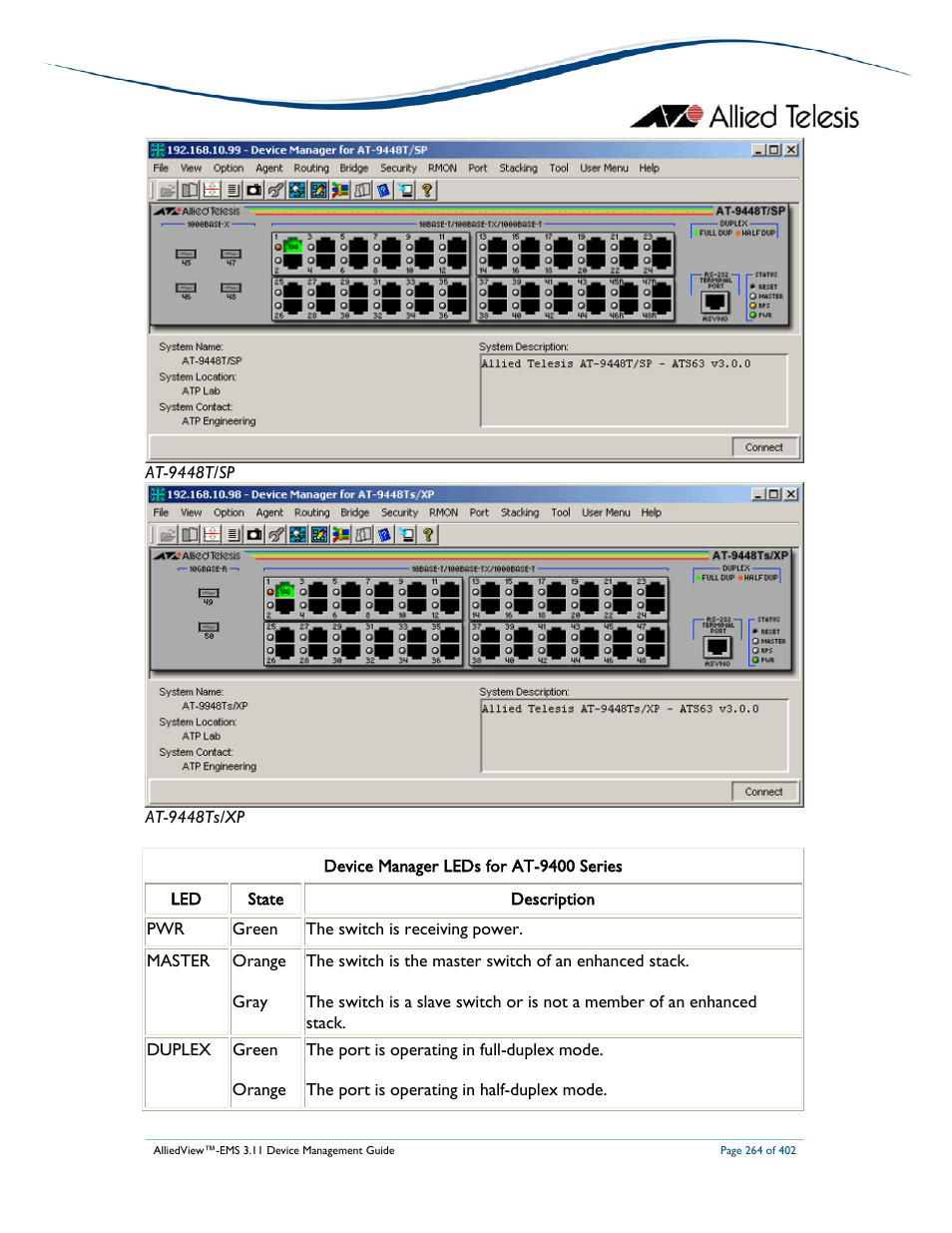 Allied Telesis AlliedView-EMS 3.11 DEVICE MANAGEMENT User Manual | Page 264 / 402