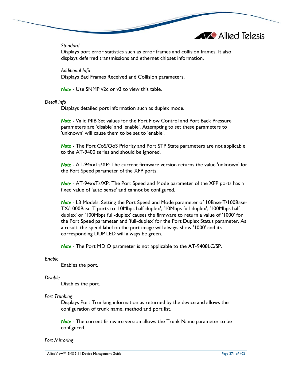 Allied Telesis AlliedView-EMS 3.11 DEVICE MANAGEMENT User Manual | Page 271 / 402