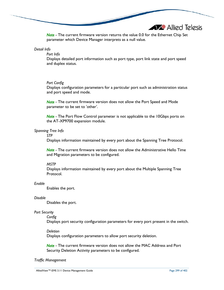 Allied Telesis AlliedView-EMS 3.11 DEVICE MANAGEMENT User Manual | Page 299 / 402
