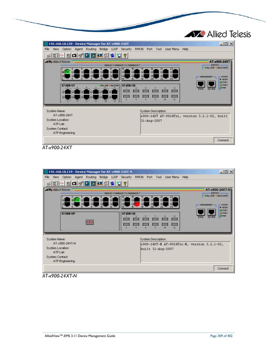 Allied Telesis AlliedView-EMS 3.11 DEVICE MANAGEMENT User Manual | Page 309 / 402