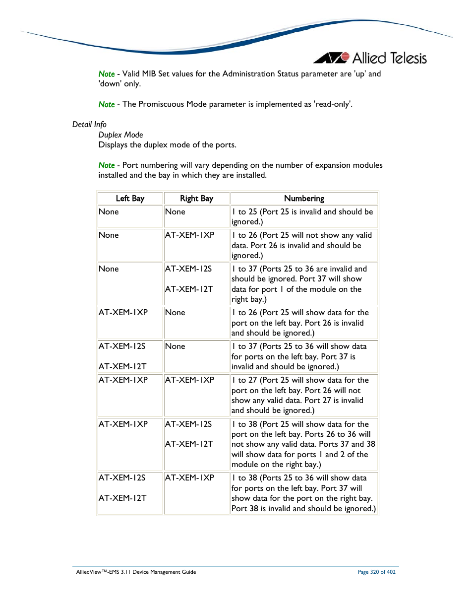 Allied Telesis AlliedView-EMS 3.11 DEVICE MANAGEMENT User Manual | Page 320 / 402