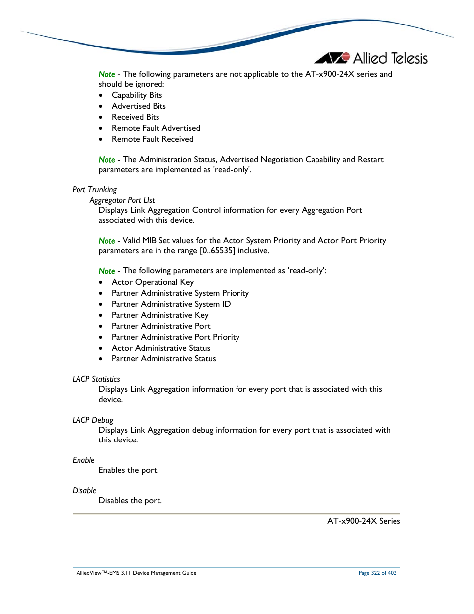 Allied Telesis AlliedView-EMS 3.11 DEVICE MANAGEMENT User Manual | Page 322 / 402