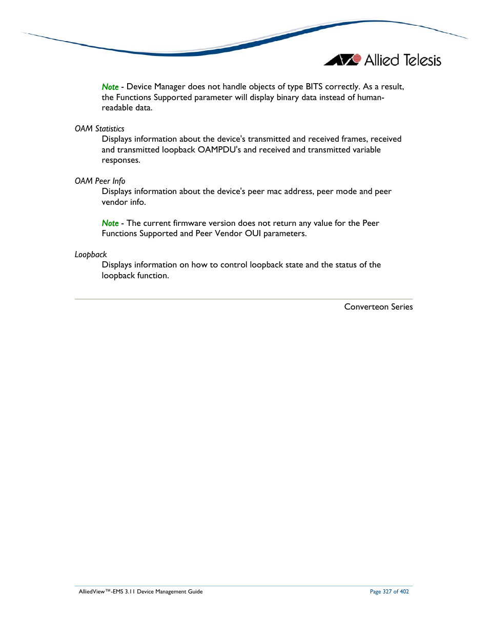 Allied Telesis AlliedView-EMS 3.11 DEVICE MANAGEMENT User Manual | Page 327 / 402