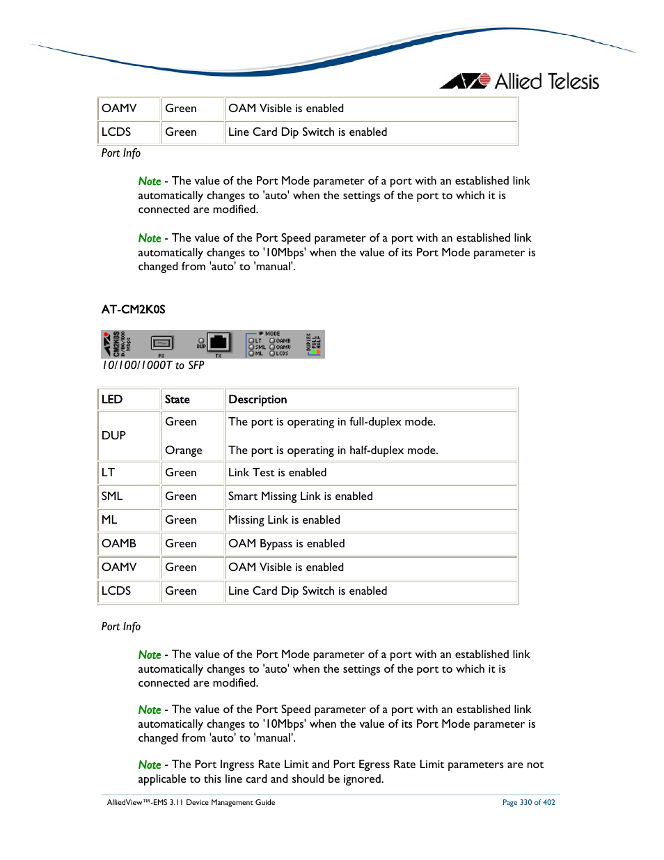 Allied Telesis AlliedView-EMS 3.11 DEVICE MANAGEMENT User Manual | Page 330 / 402