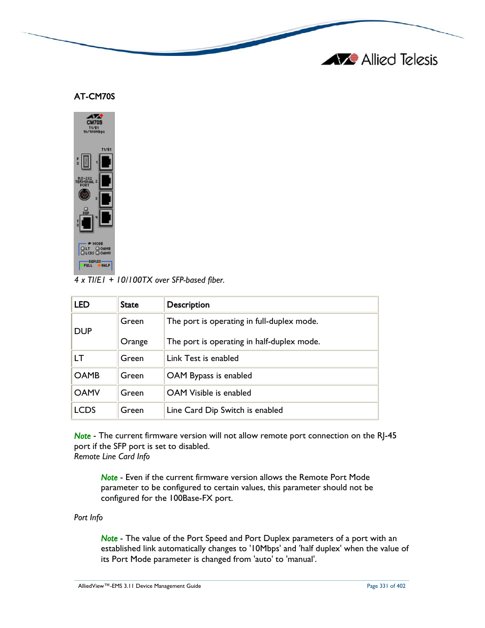 Allied Telesis AlliedView-EMS 3.11 DEVICE MANAGEMENT User Manual | Page 331 / 402