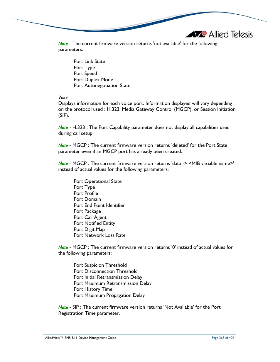 Allied Telesis AlliedView-EMS 3.11 DEVICE MANAGEMENT User Manual | Page 363 / 402