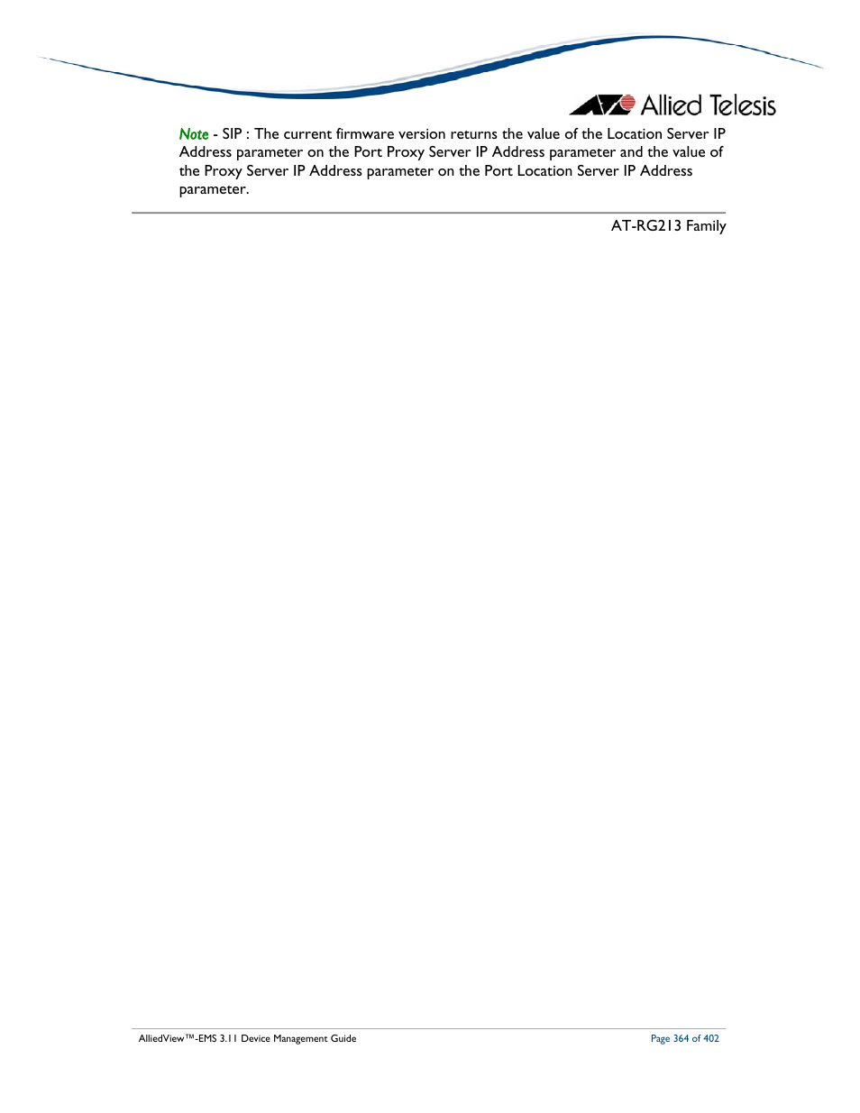 Allied Telesis AlliedView-EMS 3.11 DEVICE MANAGEMENT User Manual | Page 364 / 402