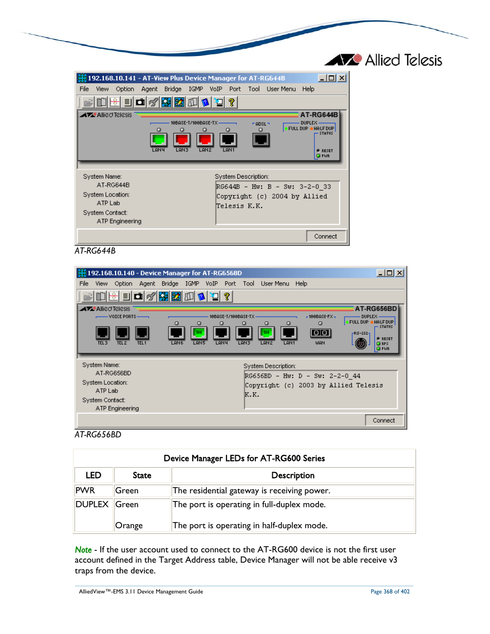 Allied Telesis AlliedView-EMS 3.11 DEVICE MANAGEMENT User Manual | Page 368 / 402