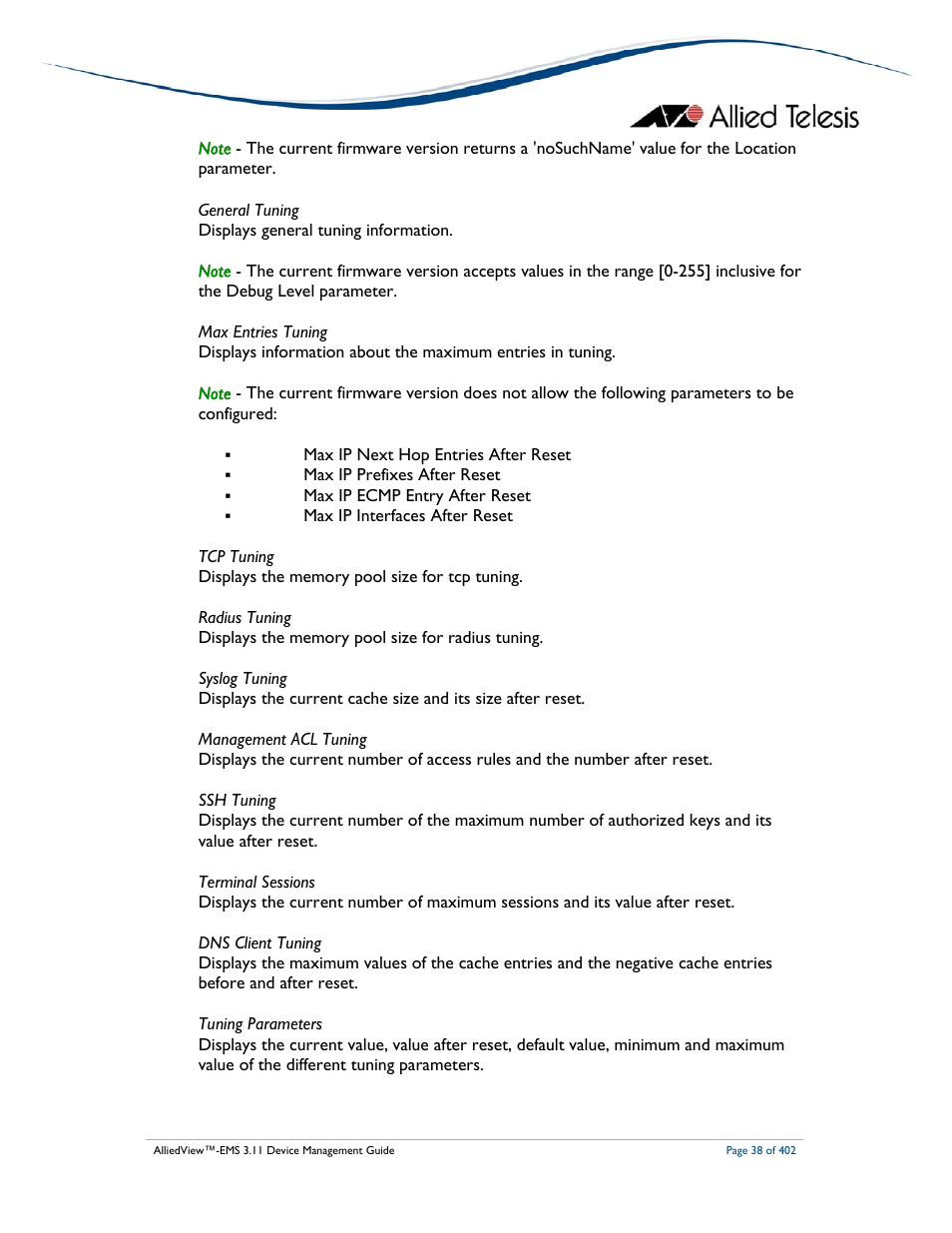 Allied Telesis AlliedView-EMS 3.11 DEVICE MANAGEMENT User Manual | Page 38 / 402