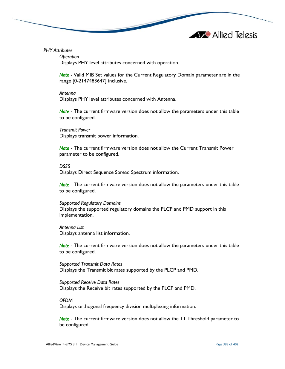 Allied Telesis AlliedView-EMS 3.11 DEVICE MANAGEMENT User Manual | Page 383 / 402