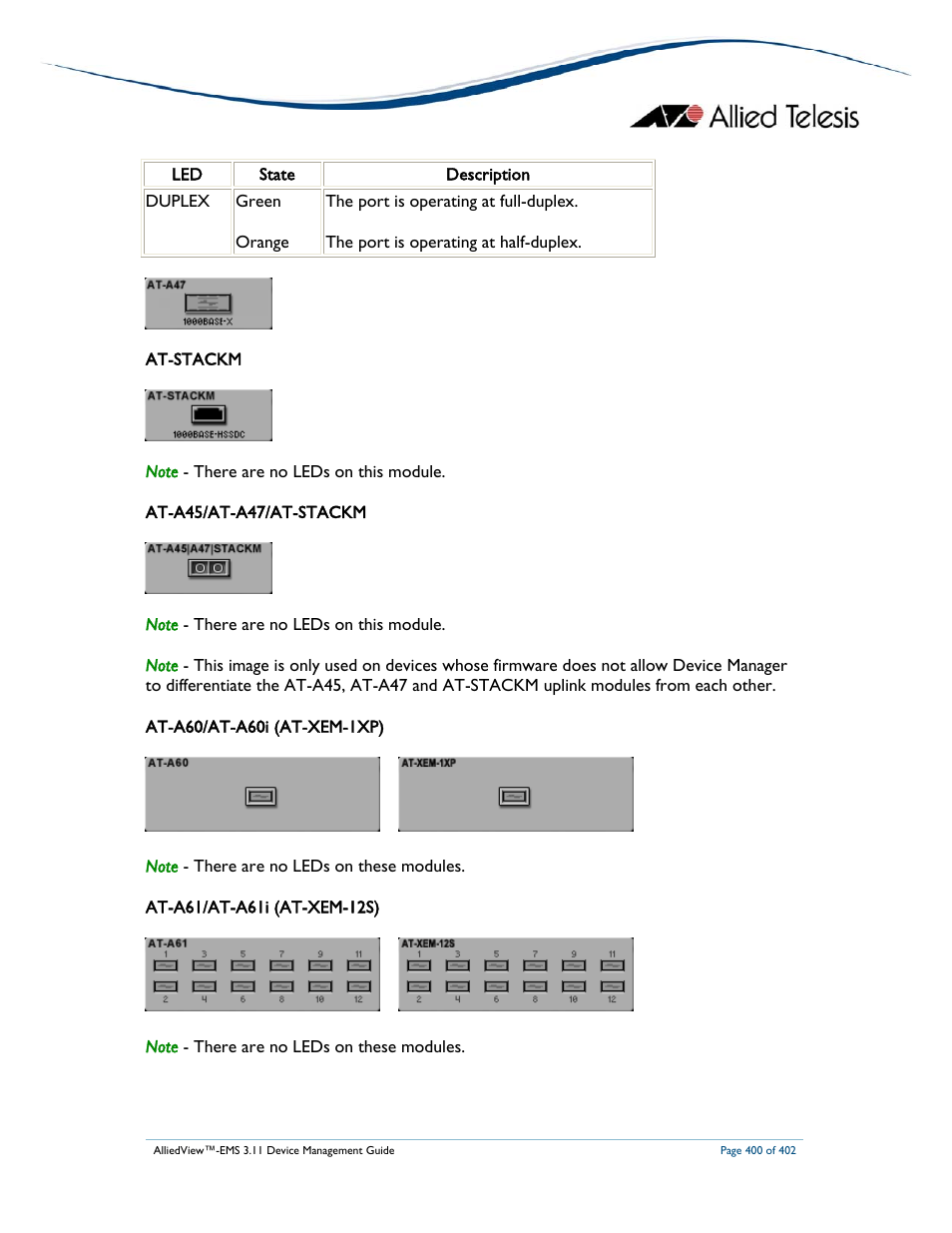 Allied Telesis AlliedView-EMS 3.11 DEVICE MANAGEMENT User Manual | Page 400 / 402