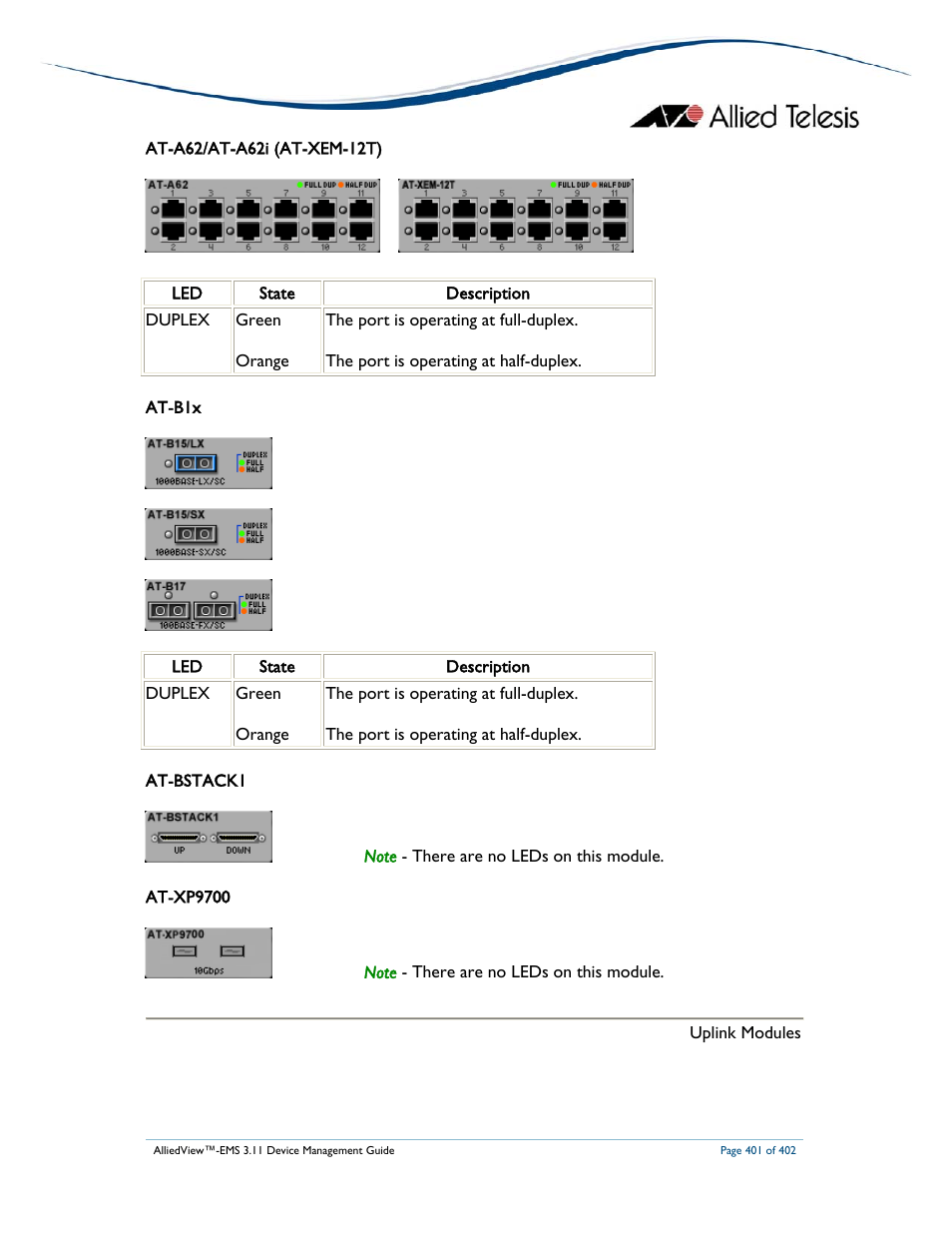 Allied Telesis AlliedView-EMS 3.11 DEVICE MANAGEMENT User Manual | Page 401 / 402
