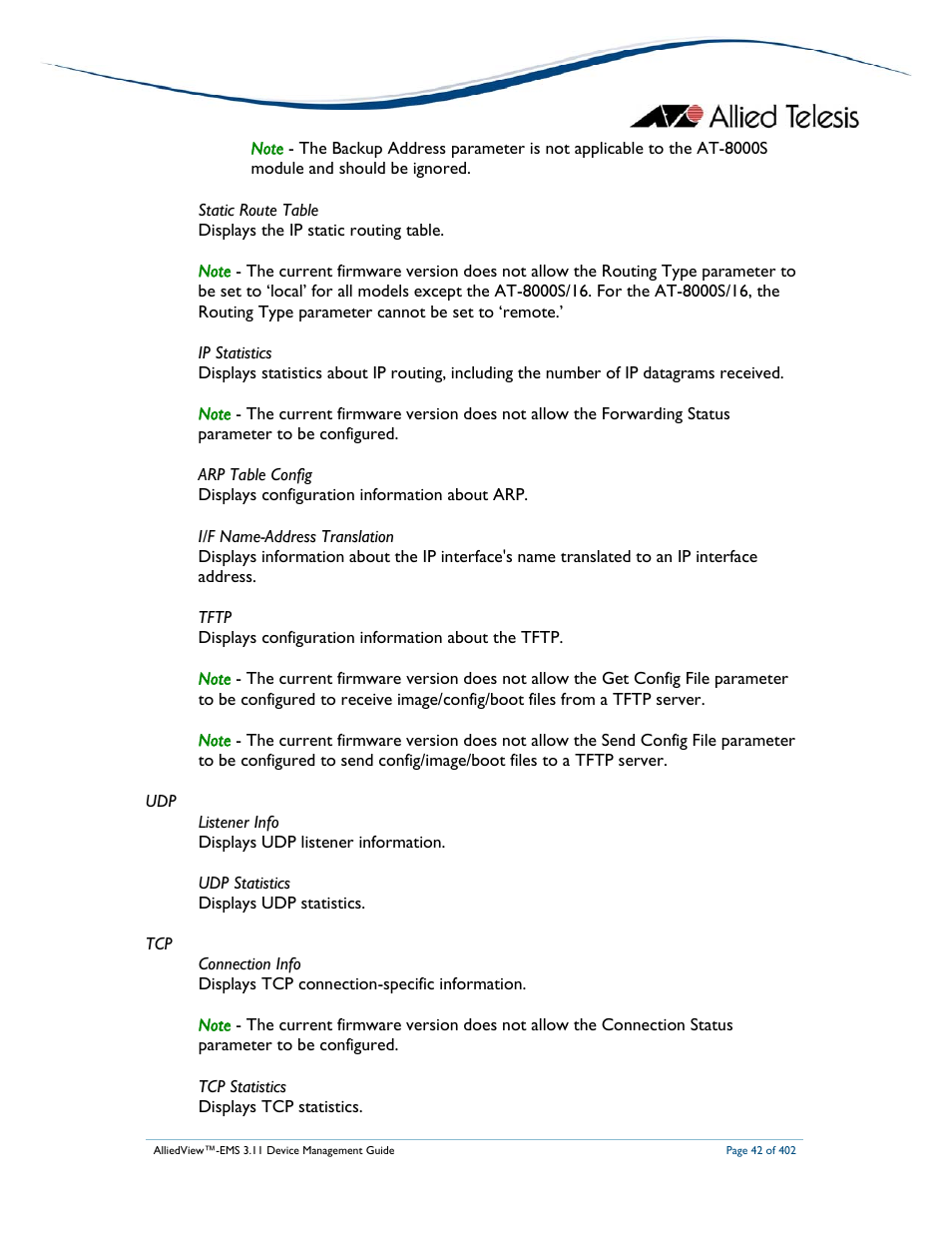 Allied Telesis AlliedView-EMS 3.11 DEVICE MANAGEMENT User Manual | Page 42 / 402