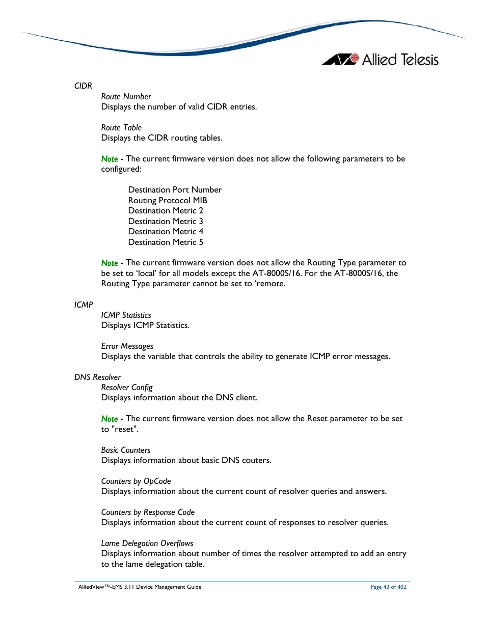 Allied Telesis AlliedView-EMS 3.11 DEVICE MANAGEMENT User Manual | Page 43 / 402